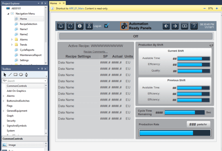 Panelview 5000 Navigation Automation Ready Panels